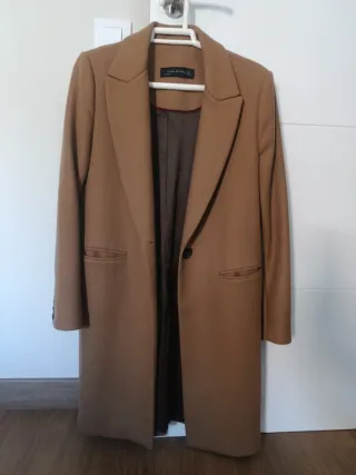 Abrigo Camel Zara Talla M Lana