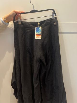 Pantalón Palazzo Lino Talla 40 Negro Nuevo