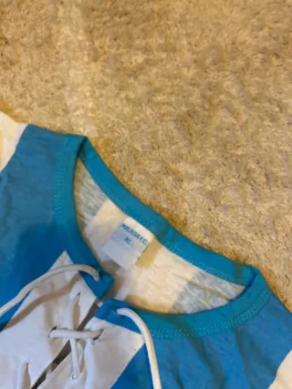 Camiseta Málaga FC Rayas Azul y Blanca