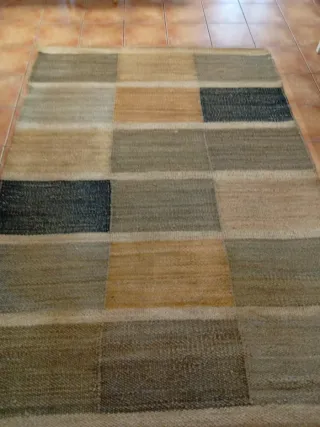 Alfombra Yute Beige y Verde Oliva