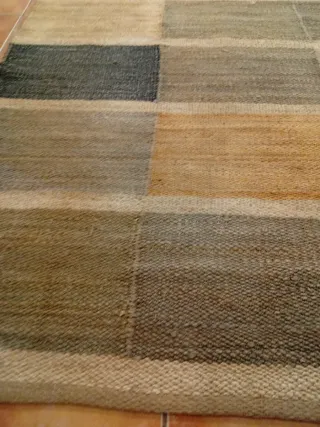 Alfombra Yute Beige y Verde Oliva