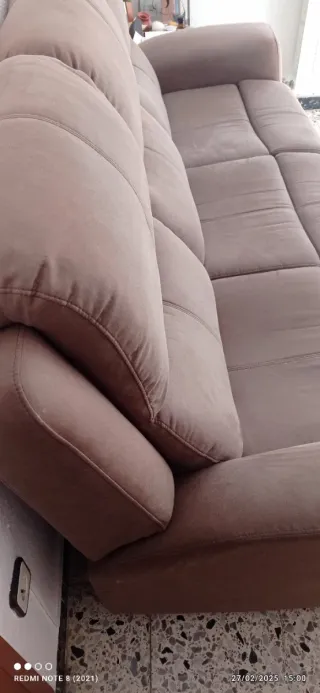 SOFA DE 3 PLAZAS RECLINABLE Y REPOSAPIÉS