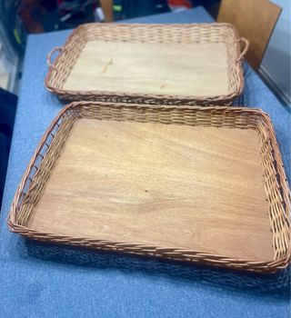 Bandejas de mimbre rectangulares (2 unidades)