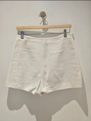 Zara Pantalón-Falda Blanco Talla M