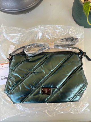 Bandolera Bosanova Verde Metalizado Acolchado