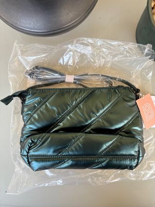 Bandolera Bosanova Verde Metalizado Acolchado