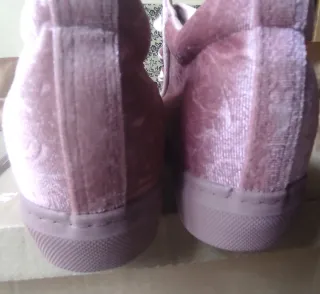 Sneakers donna velluto con lacci raso rosa 37/39