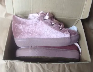 Sneakers donna velluto con lacci raso rosa 37/39