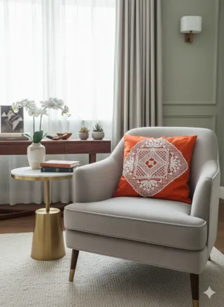 Fodera cuscino 50x50 cm fatta a mano in 100% coton