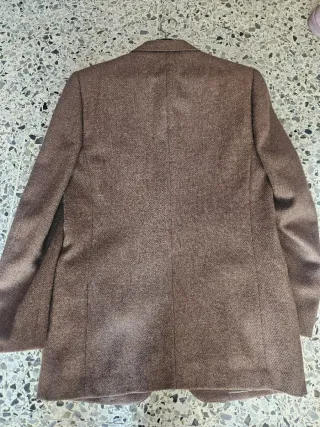 Americana Lana Virgen Hombre Marrón Sin Estrenar