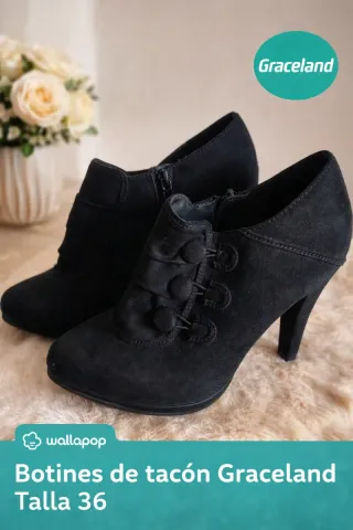 Botines negros de tacón marca Graceland, talla 36.