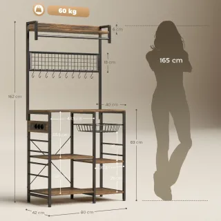 Estantería Cocina con Enchufes y Luces LED