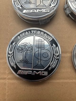 4 Tapabujes Mercedes AMG 75mm Plata Nuevo