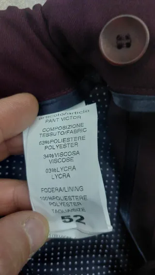Pantalone uomo colore bordeaux tg 52