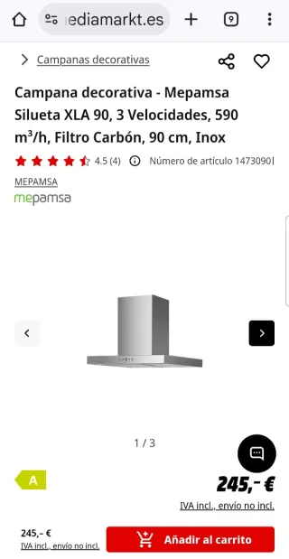 Campana extractora Mepansa Acero Inoxidable