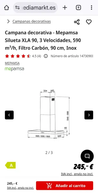 Campana extractora Mepansa Acero Inoxidable