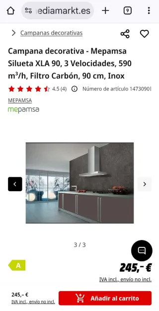 Campana extractora Mepansa Acero Inoxidable