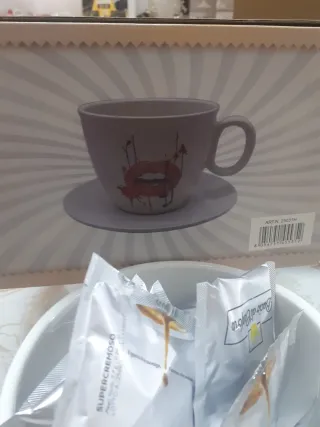 Portacialde tazza ceramica decorata labbra