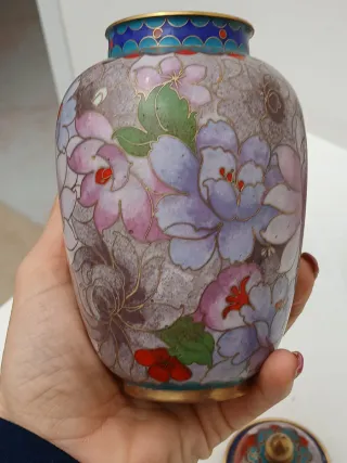 Coppia vasi cinesi cloisonné vintage