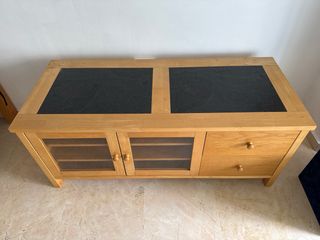 Mueble TV madera y cristal