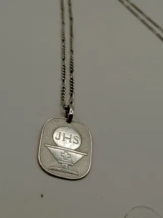 Collana unisex maglia figaro ciondolo sacro argent