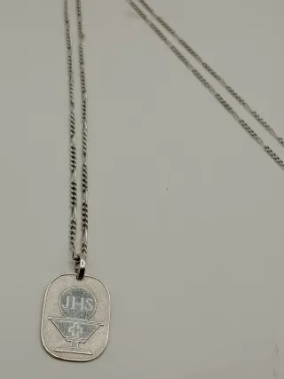 Collana unisex maglia figaro ciondolo sacro argent