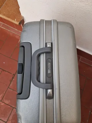 Maleta de viaje plateada con ruedas