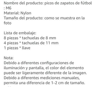 Repuesto tacos fútbol rosca 6mm