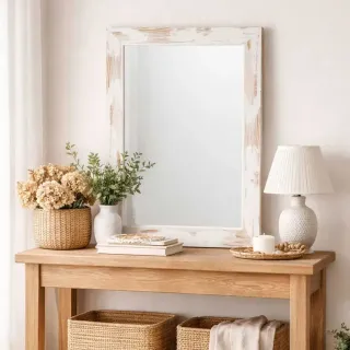 Espejo Decorativo Blanco Envejecido 40x60