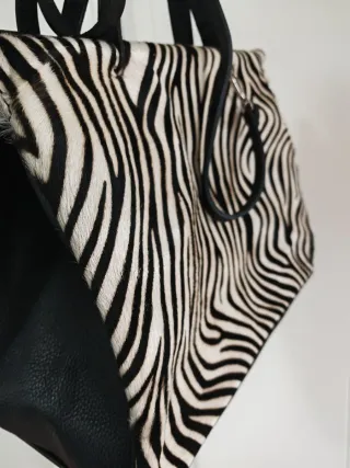 Borsa vera pelle Made in Italy zebrata