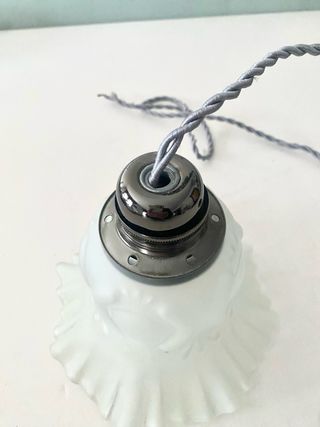 Lámpara antigua colgante cristal opalino vintage