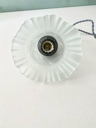 Lámpara antigua colgante cristal opalino vintage