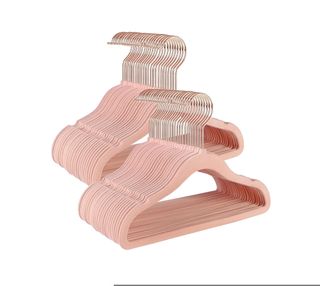 SONGMICS Perchas Infantiles, Juego de 50, Perchas de Terciopelo con Ganchos de Oro Rosa, Perchas Bebé Antideslizantes para Ropa del Armario, Abrigos para Bebés o Niños, Rosa Jalea CRF027P01