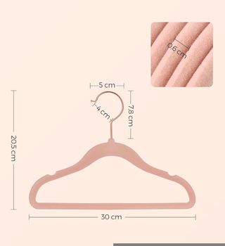 SONGMICS Perchas Infantiles, Juego de 50, Perchas de Terciopelo con Ganchos de Oro Rosa, Perchas Bebé Antideslizantes para Ropa del Armario, Abrigos para Bebés o Niños, Rosa Jalea CRF027P01