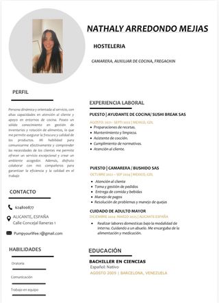 Me ofrezco como camarera y ayudante de vocina