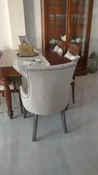 4 Sillas Comedor Terciopelo Beige