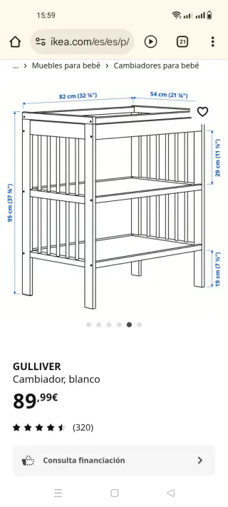 Cambiador Gulliver IKEA y colchoneta Vädra IKEA