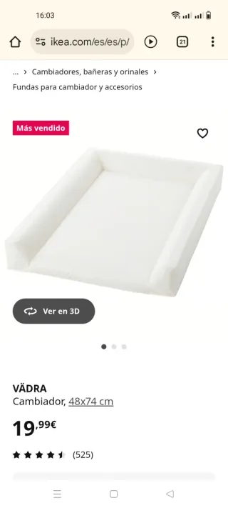 Cambiador Gulliver IKEA y colchoneta Vädra IKEA