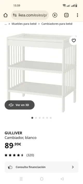 Cambiador Gulliver IKEA y colchoneta Vädra IKEA