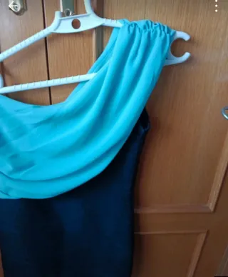 Vestido licra negro y turquesa