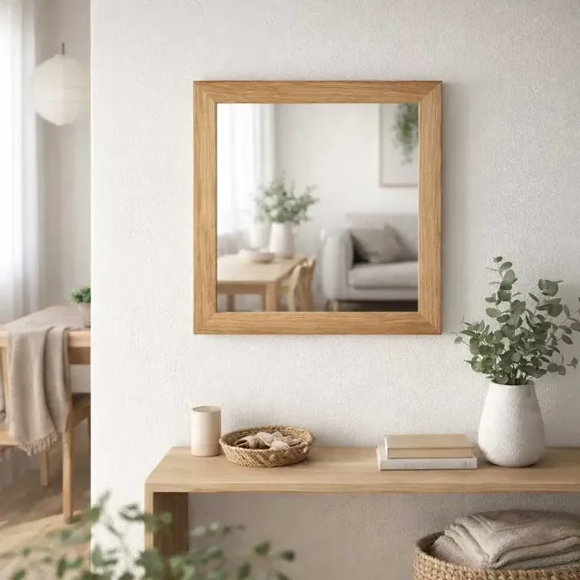 Espejo Madera Natural 50x50