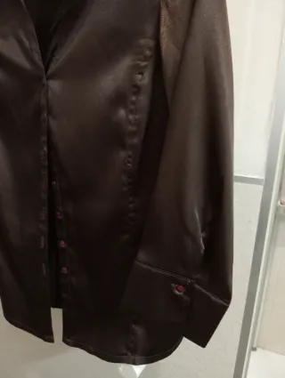 Camisa satén marrón Caroll Talla M