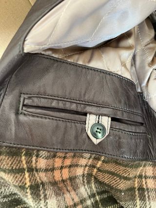 Chaquetón de piel vuelta marrón/verde