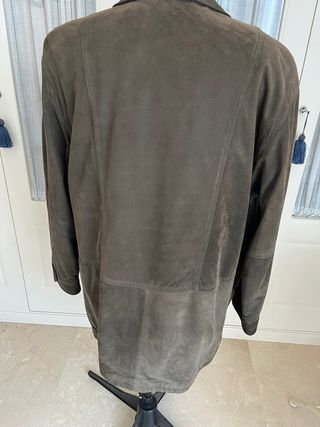 Chaquetón de piel vuelta marrón/verde