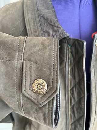 Chaquetón de piel vuelta marrón/verde