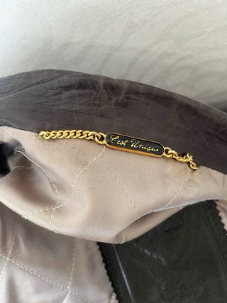 Chaquetón de piel vuelta marrón/verde