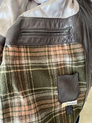 Chaquetón de piel vuelta marrón/verde