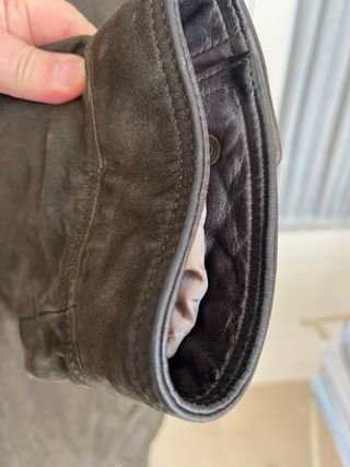 Chaquetón de piel vuelta marrón/verde