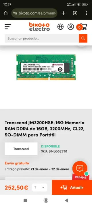 NUEVOS!!! Transcend 32GB(2X16GB) DDR4 SO-DIMM 3200