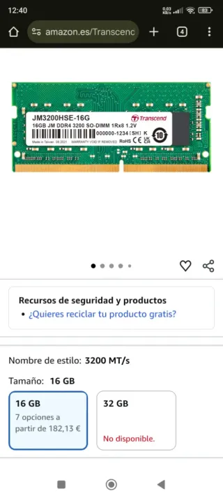 NUEVOS!!! Transcend 32GB(2X16GB) DDR4 SO-DIMM 3200